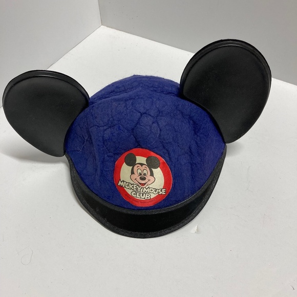 Vintage 90's blue Mickey Mouse Club  flat Disney Ears felt Hat - Picture 1 of 6